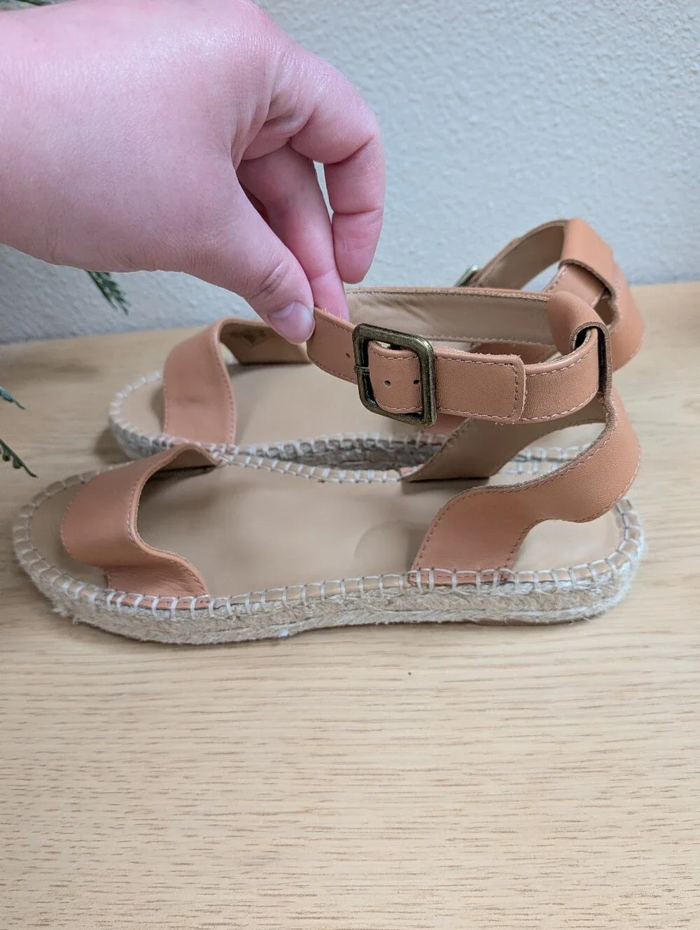 NEW Soludos Cadiz Brown Leather Espadrille Platform Sandals Size 9